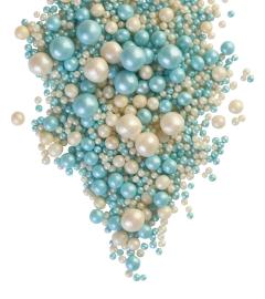 Драже зерновое в глазури ЖЕМЧУГ МИКС (бирюза, серебро) "ФБ" #195 ,1,5кг