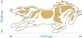 Топпер акриловый золотой "Лошадь в Прыжке" 110 мм*50 мм, арт.125