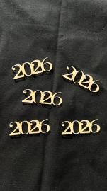 Топпер акриловый золотой"2026", 60 мм* 20 мм, арт.118