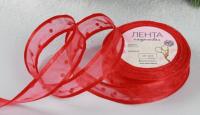 Лента капроновая "Горох", 25 мм*18м, цвет красный, арт.7030540