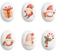 Украшение сахарные фигурки Медальоны Новогодние гномы 35*25мм, арт.94728