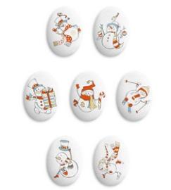 Украшение сахарные фигурки Медальоны Снеговички 35*25мм, арт.78302 (уп/63 шт)