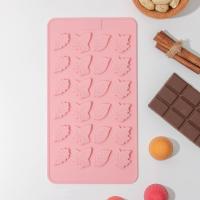 Форма для льда и конд.украш. Доляна "Листики", 21,2*11,5 см, 24 ячейки, арт.2854848