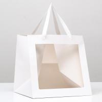 Пакет подарочный крафт с окном «Белый», 30*30*30см, арт.9608111