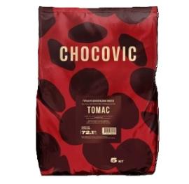 Шоколадная масса горькая Chocovic ТОМАС (72,1% какао), код CHD-N72CHVC-25B, 250 гр (фасовка ИМ)