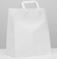 Пакет крафт без печати, белый, плоская ручка 28*15 *32 см, арт.3742614