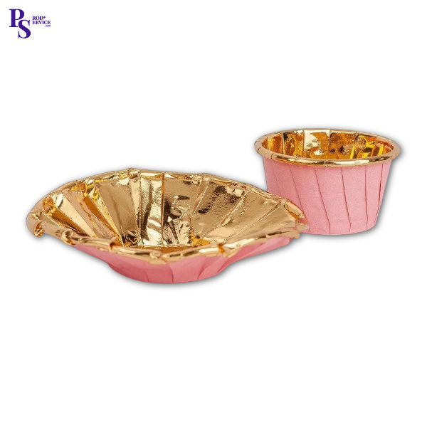 Форма бумажная Маффин 50*40 мм розовый/золото, 50 шт