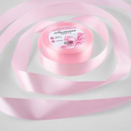 Лента атласная, 25 мм*23м, цвет пастельно-розовый №43, арт.5052150