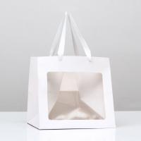 Пакет подарочный крафт с окном «Белый», 25*25*25см, арт.9608107