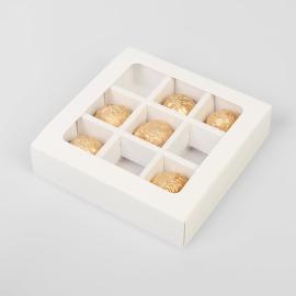 Упаковка для конфет на 9 шт, белый, 14,5*14,5*3,5 см, шт. арт.3639336
