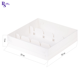 Коробка для кейк-попсов белая с пластик.крышкой 200*200*50, арт. 060910