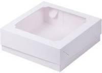 Коробка под зефир и печенье белая с окном, 200*200*70 мм, арт. 070210