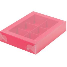 Коробка для конфет с пластиковой крышкой 155*115*30 мм (6) (красная матовая), арт.051044