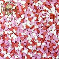 Посыпка "СЕРДЕЧКИ красно-бело-розовые" мини, арт. 16021, 50 гр