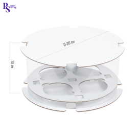 Коробка для 4 капкейков белая Премиум тубус d 200 * h 100 мм, арт. 040290