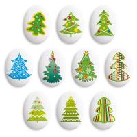 Украшение сахарные фигурки Медальоны Елочки 35*25мм, арт.71570 (уп/300 шт, кор/4уп)