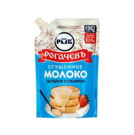 Молоко цельное сгущенное с сахаром м.д.ж. 8,5% ГОСТ, 270 гр. Дойпак Рогачевский МКК