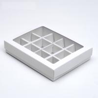 Коробка для конфет 12 шт, белая, 19*15*3,5 см, шт