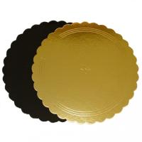 Подложка картон усилен. волна d 42 см, зол/черн, шт