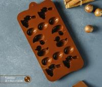 Форма для льда "Зайцы, утки и яйца" 22*10,2*1,4 см, 14 яч, цвет шоколадный, арт.2818739