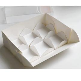 Коробка для моти с пластиковой крышкой и ложементами 175*120*55 (6) (белая), арт.070920