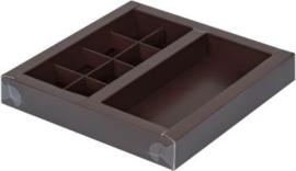 Коробка для конфет с пласт.крышкой 200*200*30 мм (8) + для шоколад.плитки 160*80 мм (шоколад)