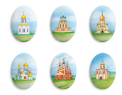 Украшение сахарные фигурки Медальоны Храмы 35*25мм, арт.tp78043 (уп/63 шт)