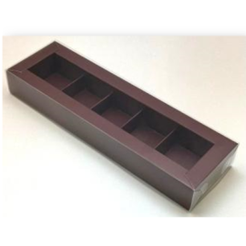 Коробка для конфет с пластиковой крышкой 235*70*30 мм (5) (шоколад), арт.051159