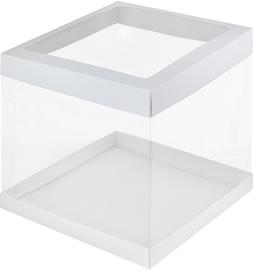Коробка под торт с прозрачными стенками и окном 260*260*280 (белая), арт.022350