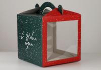 Коробка кондитерская с окном, сундук, Новый год, 20*20*20 см, арт.7045776