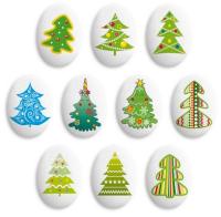 Украшение сахарные фигурки Медальоны Елочки 35*25мм, арт.78289 (уп/63 шт)