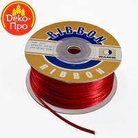 Лента атласная 3 мм красная 100м, арт. 59519