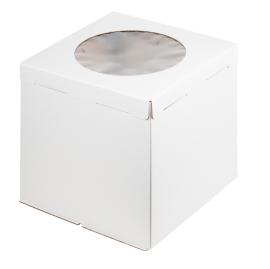 Коробка для торта с окном, гофрокар., БЕЛАЯ, бок.+крышка+дно 360*360*360, арт.020500