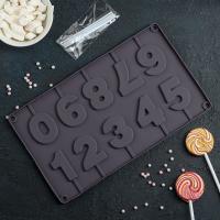 Форма для леденцов и мороженного Доляна "Арифметика", арт.1403914 29*17 см, 10 ячеек с палочками, шт