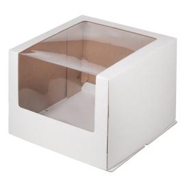 Коробка для торта с увеличенным окном гофр., БЕЛАЯ. 300*300*220, арт. 020710
