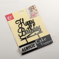 Топпер на торт "С Днем Рождения", 12*12 см (черный), шт