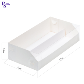 Коробка для макарон 2 ряда белая с пластик.крышкой и ложементом. 210*110*55 мм, арт. 080370
