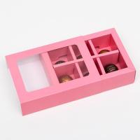 Коробка для конфет 6 шт. розовая, арт 7007665, 13,7*9,85*3,86 см, шт
