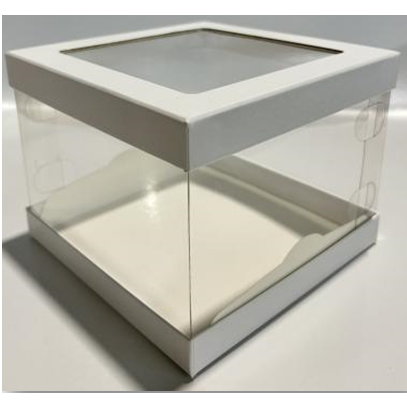 Коробка для торта ЛЮКС с прозрачными стенками и окном белая 180*180*120мм, арт.022800