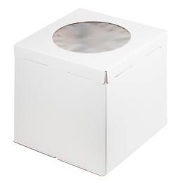 Коробка для торта с окном, гофрокар. (2 части+дно), 300*300*350, арт.019502