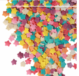 Посыпка сахарная декоративная "Звездочки" (желт,бел,красн,роз,голуб,сирен,оранж) #311, 1,5 кг*6 шт