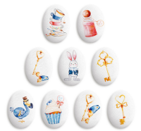 Украшение сахарные фигурки Медальоны Алиса в стране чудес 35*25мм, арт.tp77831 (уп/63 шт)