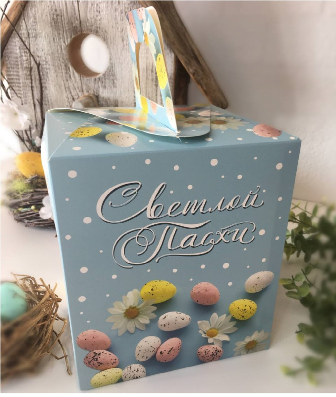 Моноблок под КУЛИЧ с окном НЕБЕСНАЯ голубая, 150*150*180мм, арт.КУ-00768