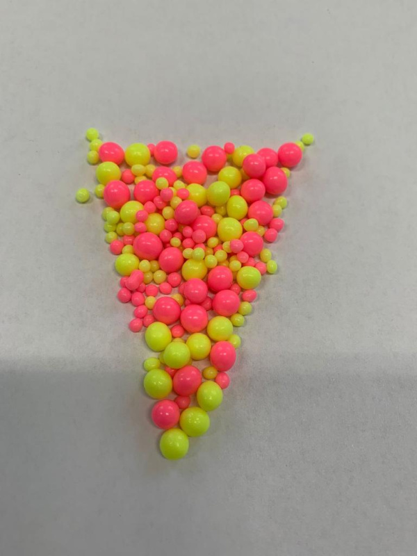 Драже зерновое в глазури НЕОН (лимонный, розовый) 2-5, 6-8 мм "ФБ" #929 (1,5кг)