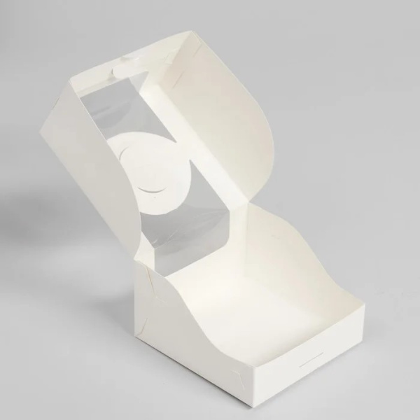 Моноблок с окном под мини-торт, белый, 140*140*80мм, арт.КУ-00445