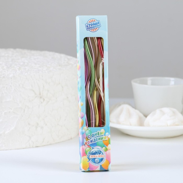 Набор тортовых свечей "Серпантин", коктейльные, разноцв., 6 шт, арт.5541550