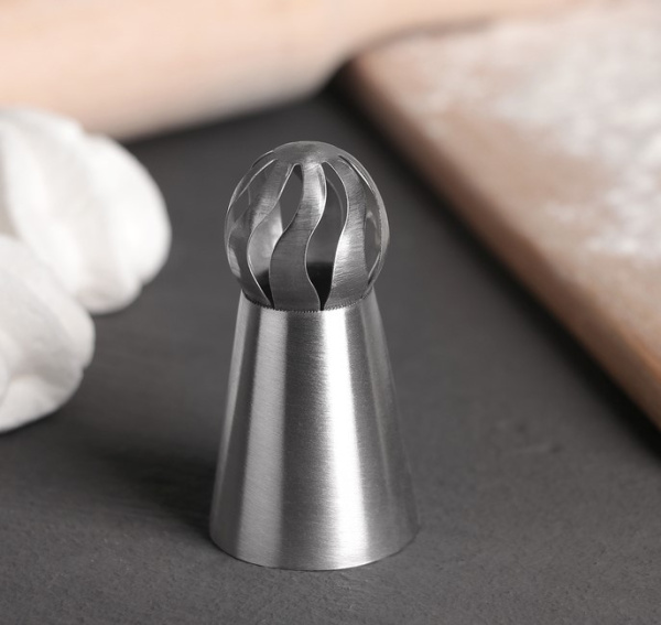 Насадка кондитерская «Сфера.Прорези изогнутые», d=3 см, выход 2,3 см, нержавеющая сталь, арт.2815570