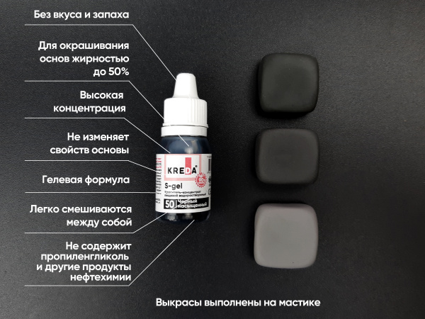 Краситель S-gel 50 гелевый в/р "Черный насыщенный", 10 мл